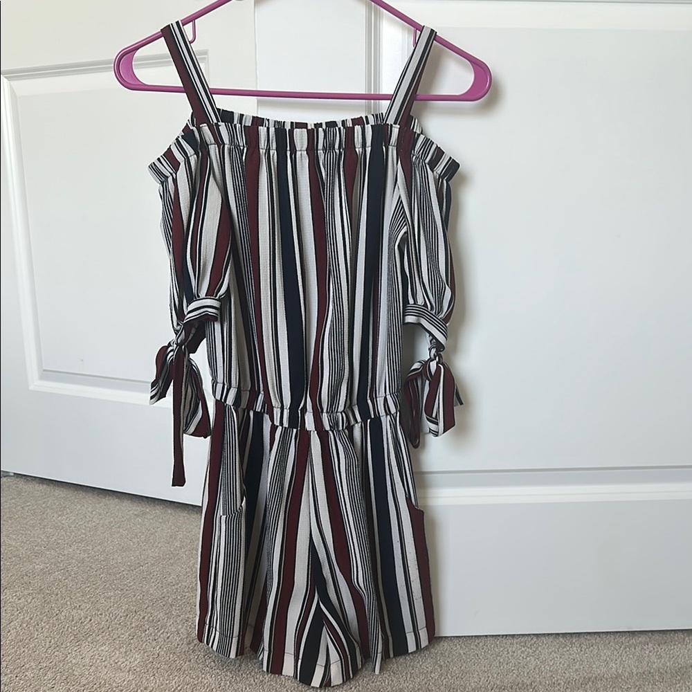 Striped Off-Shoulder Romper
